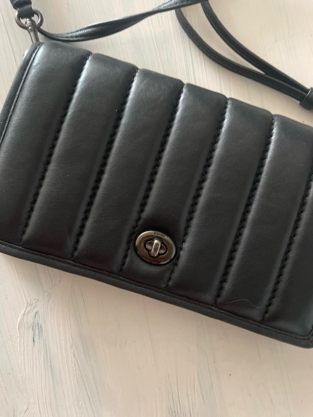 Coach Black Quilted Leather Crossbody with Turnlock